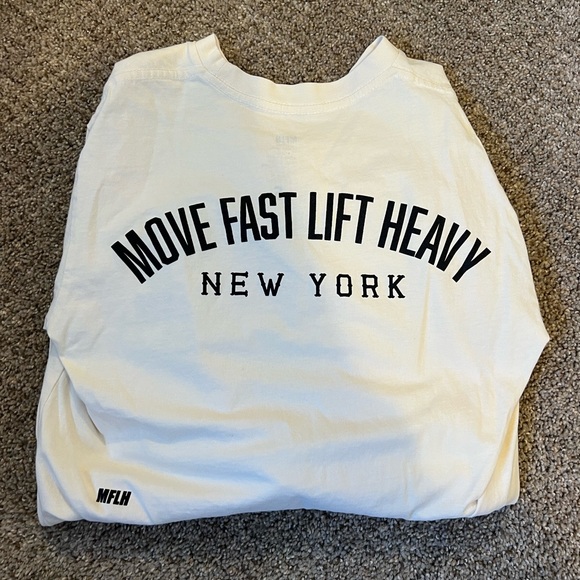 Move Fast Lift Heavy MFLH 	'23 INTERLOCK LONG SLEEVE TEE / CREAM NWOT small - Picture 2 of 4